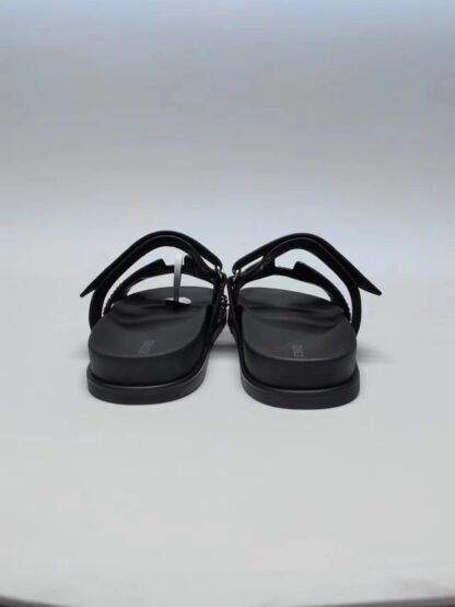 Hermès Couple's Braided Black with Silver Bead Slippers - Image 3