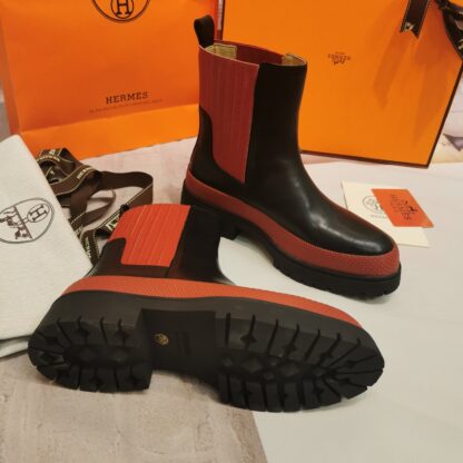 Hermes autumn and winter comfortable leg-modifying black short boots with a heel height of 4cm - Image 3