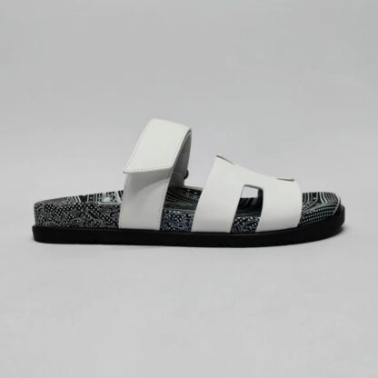 Hermès Couple Braided Black and White Slippers - Image 4