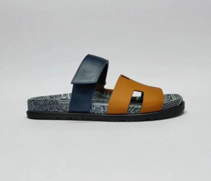 Hermès Couples Braided Brown, Blue and Black Slippers - Image 4