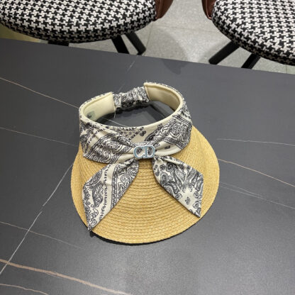 Dior raffia hat summer bow sun hat - Image 5