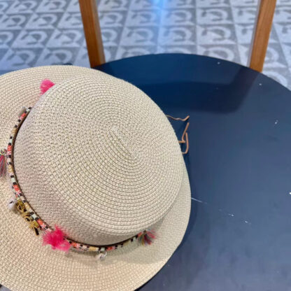 Dior hollow flat top straw hat - Image 5
