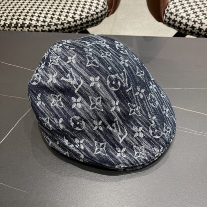 Louis Vuitton fashionable versatile denim jacquard beret breathable sun hat - Image 4