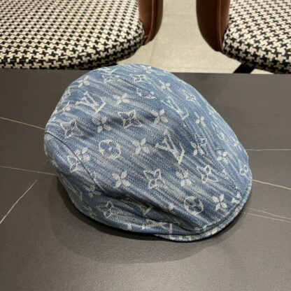 Louis Vuitton fashionable versatile denim jacquard beret breathable sun hat - Image 4