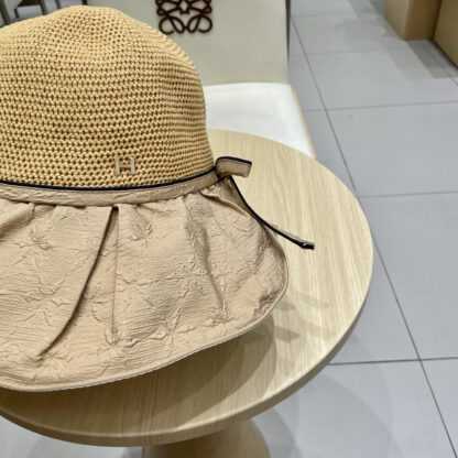 Hermes summer new knitted bow sun hat - Image 4