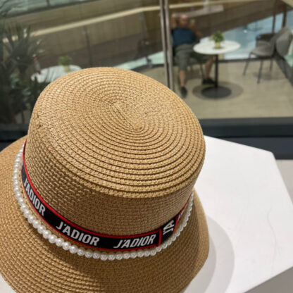 Dior chic pearl-embellished straw hat - Image 5