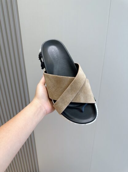 Hermès Men's Light Apricot Cross Ultra Light Comfort Slippers - Image 4