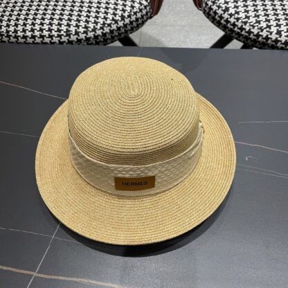Hermès new flat straw hat - Image 4