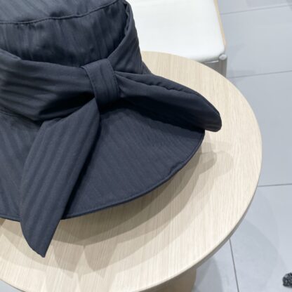 Hermes striped bow leisure versatile bucket hat - Image 3
