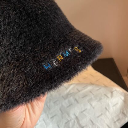 Hermes rabbit fur round bucket hat - Image 4