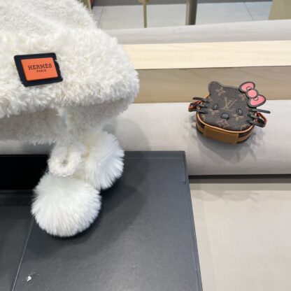 Hermes autumn and winter thick warm cute bear ears knitted hat - Image 4