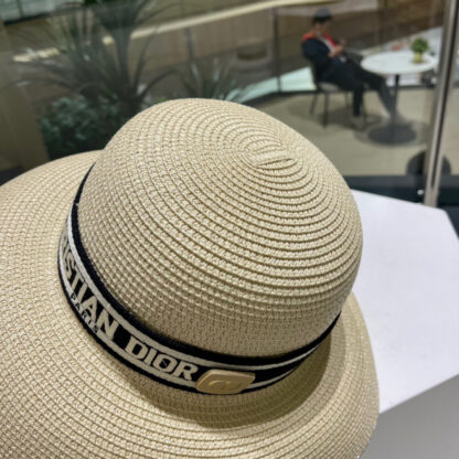Dior casual large brim straw sun hat - Image 5