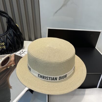 Dior casual flat top straw hat - Image 5