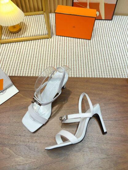 Hermès new pure handmade white comfortable stiletto sandals - Image 4