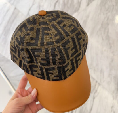 Fendi Fashion Leather Trim Baseball Cap - Image 5