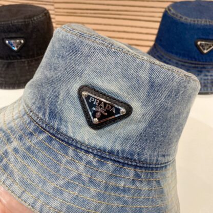 Prada Unisex Denim Bucket Hat - Image 4
