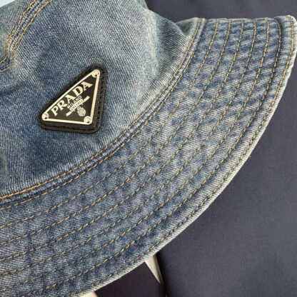 Prada Denim Gradient Washed Bucket Hat - Image 4