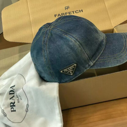 Prada Denim Gradient Washed Baseball Cap - Image 4