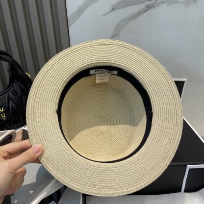 Miu Miu lace trim flat top straw hat - Image 5