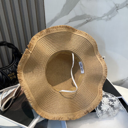 Miu Miu Straw Hat with Lace - Image 4