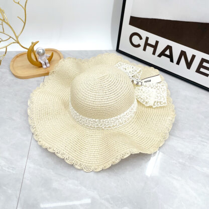 Miu Miu Straw Hat with Lace - Image 5