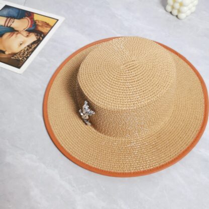 Yves Saint Laurent popular flat top straw hat - Image 4