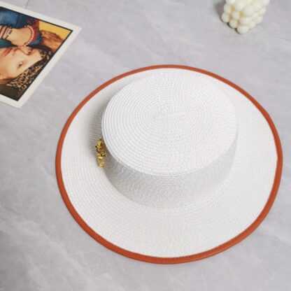 Yves Saint Laurent popular flat top straw hat - Image 4