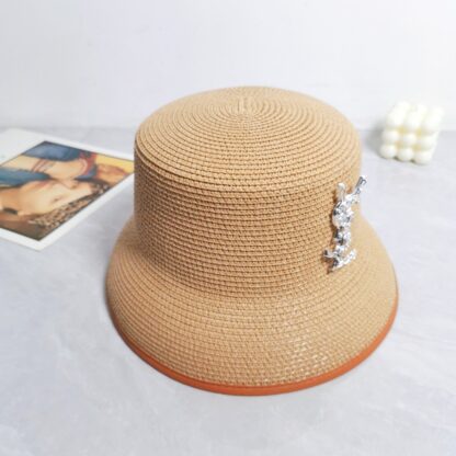 Yves Saint Laurent popular flat top straw hat - Image 4
