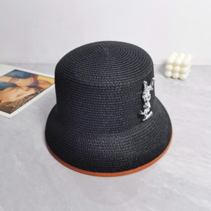 Yves Saint Laurent popular flat top straw hat - Image 4