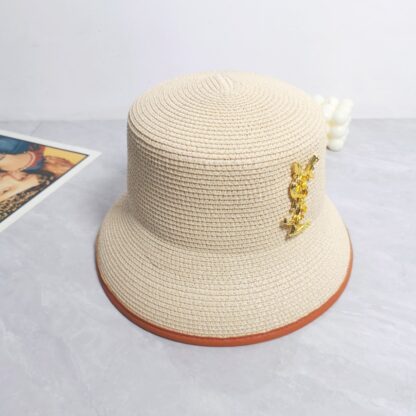 Yves Saint Laurent popular flat top straw hat - Image 4
