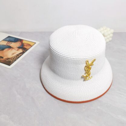 Yves Saint Laurent popular flat top straw hat - Image 4