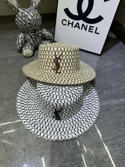 Yves Saint Laurent popular flat top straw hat - Image 4