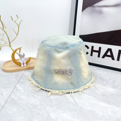 Miu Miu Simple Denim Bucket Hat for Men and Women - Image 5