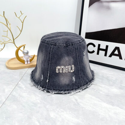 Miu Miu Simple Denim Bucket Hat for Men and Women - Image 5