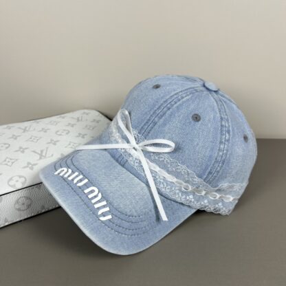 Miu Miu Delicate Bow Lace Baseball Cap - Image 5