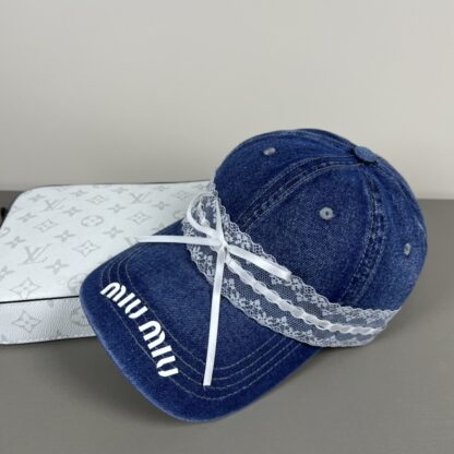 Miu Miu Delicate Bow Lace Trim Baseball Cap - Image 5