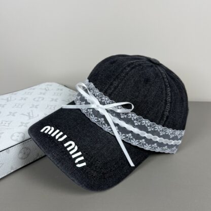 Miu Miu Delicate Bow Lace Trim Baseball Cap - Image 5