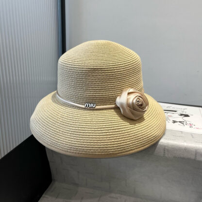 Miu Miu Rose Raffia Hat - Image 5