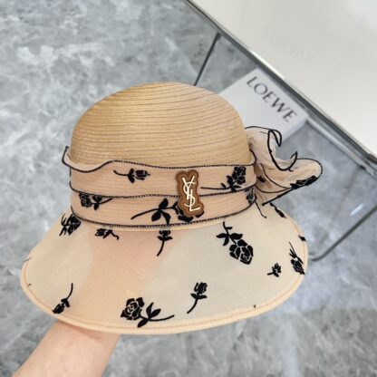 Yves Saint Laurent Organza Holiday Style Basin Hat Straw Hat - Image 4