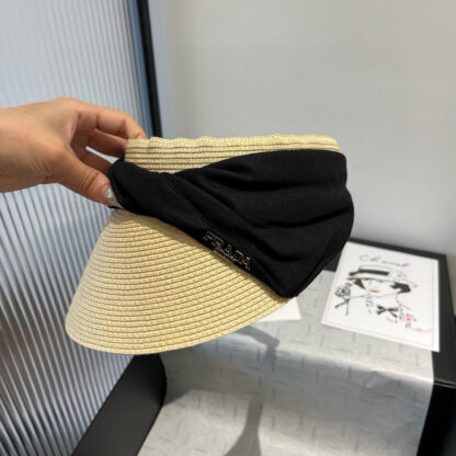 Prada Sun Visor Straw Hat - Image 4