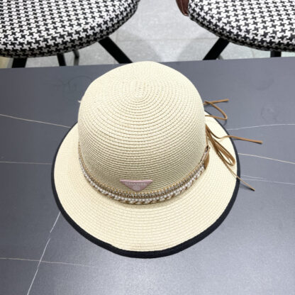 Prada summer high fashion sun protection straw hat - Image 4