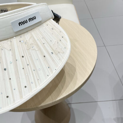 Miu Miu sparkling rhinestone hollow top sun hat - Image 5