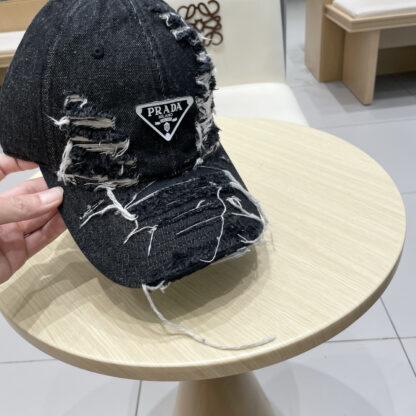 Prada denim inverted triangle baseball cap - Image 4