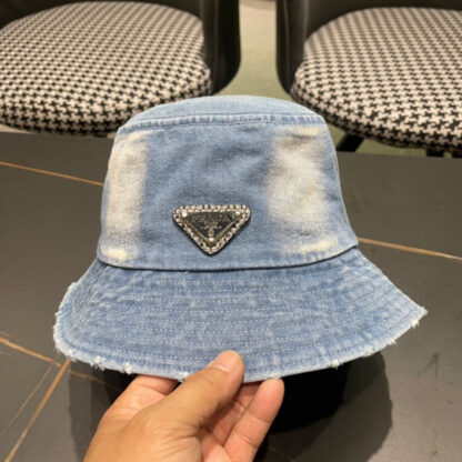 Prada Denim Triangle Bucket Hat - Image 4