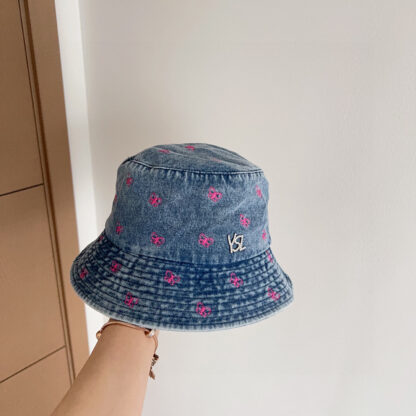 Saint Laurent contrast embroidered denim bucket hat - Image 3