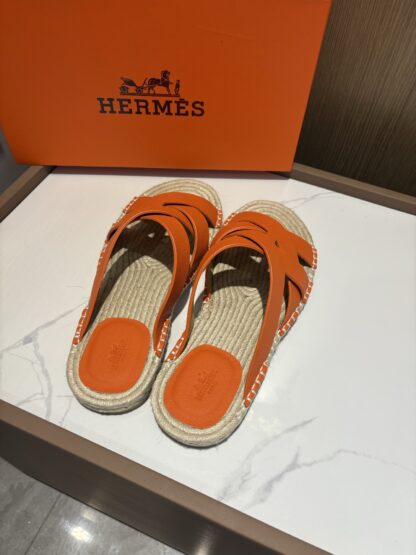 Hermès men's versatile, comfortable, non-slip orange casual slippers - Image 4