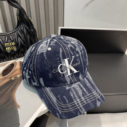 Calvin Kleinf washed distressed denim baseball cap - Image 4
