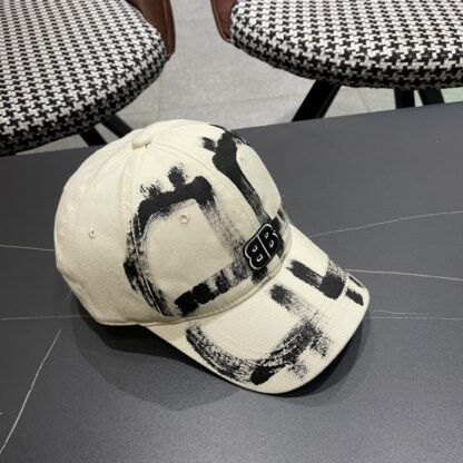 Balenciaga niche graffiti double B denim baseball cap - Image 3