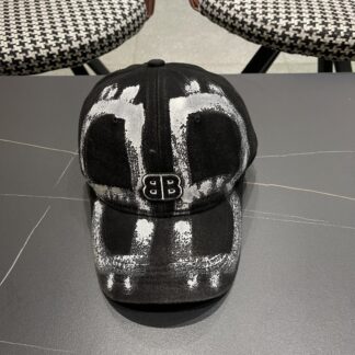 Balenciaga niche graffiti double B denim baseball cap