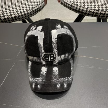 Balenciaga niche graffiti double B denim baseball cap